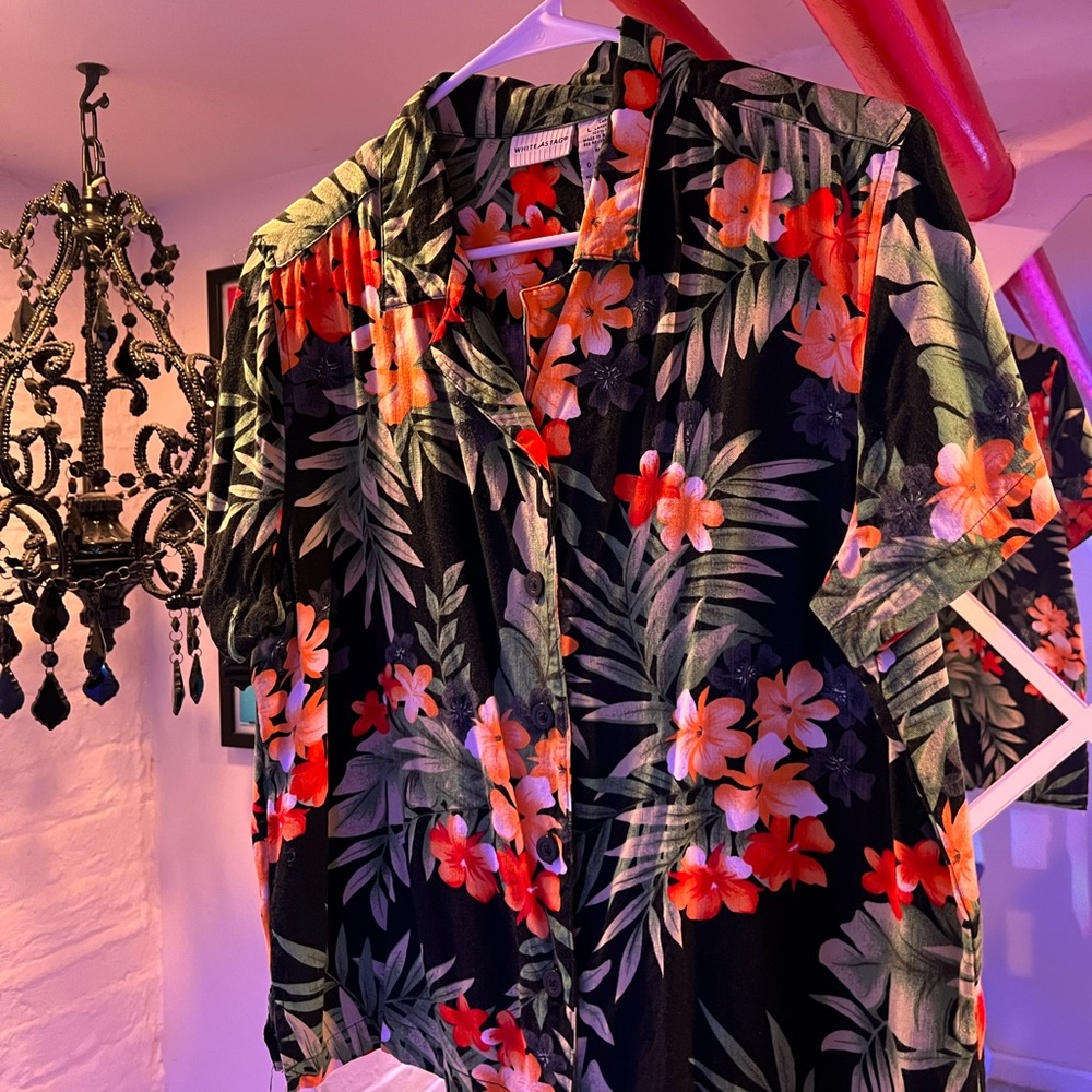 Cropped Vintage Hawaiian Shirt - White Stag